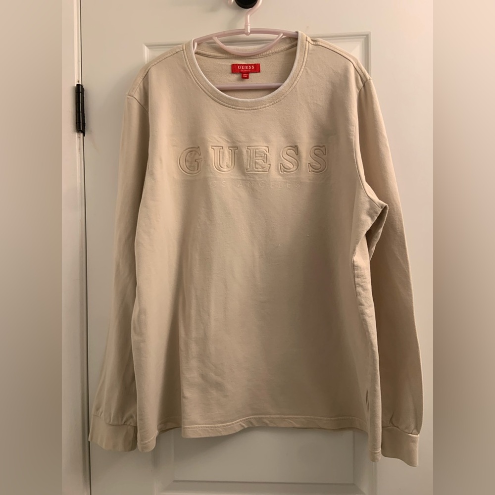 Guess Tan Sweatshirt with Embossed Logo